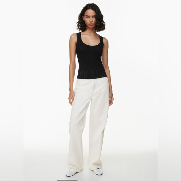 NWT Aritzia Wilfred Watson Top in Black Size Small Pointelle-knit scoopneck top - Picture 4 of 13